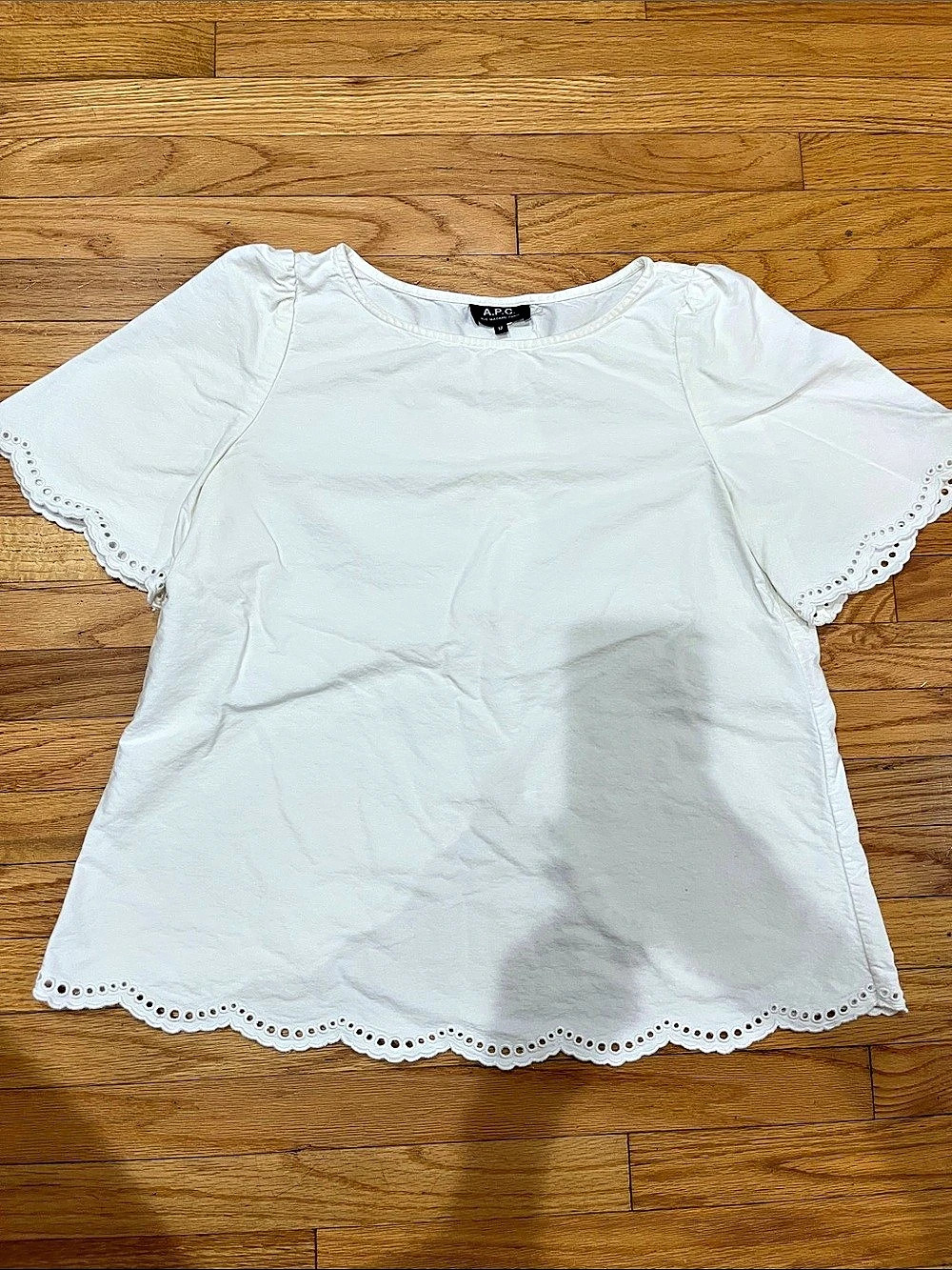 A.P.C. White Eyelet Trim Blouse